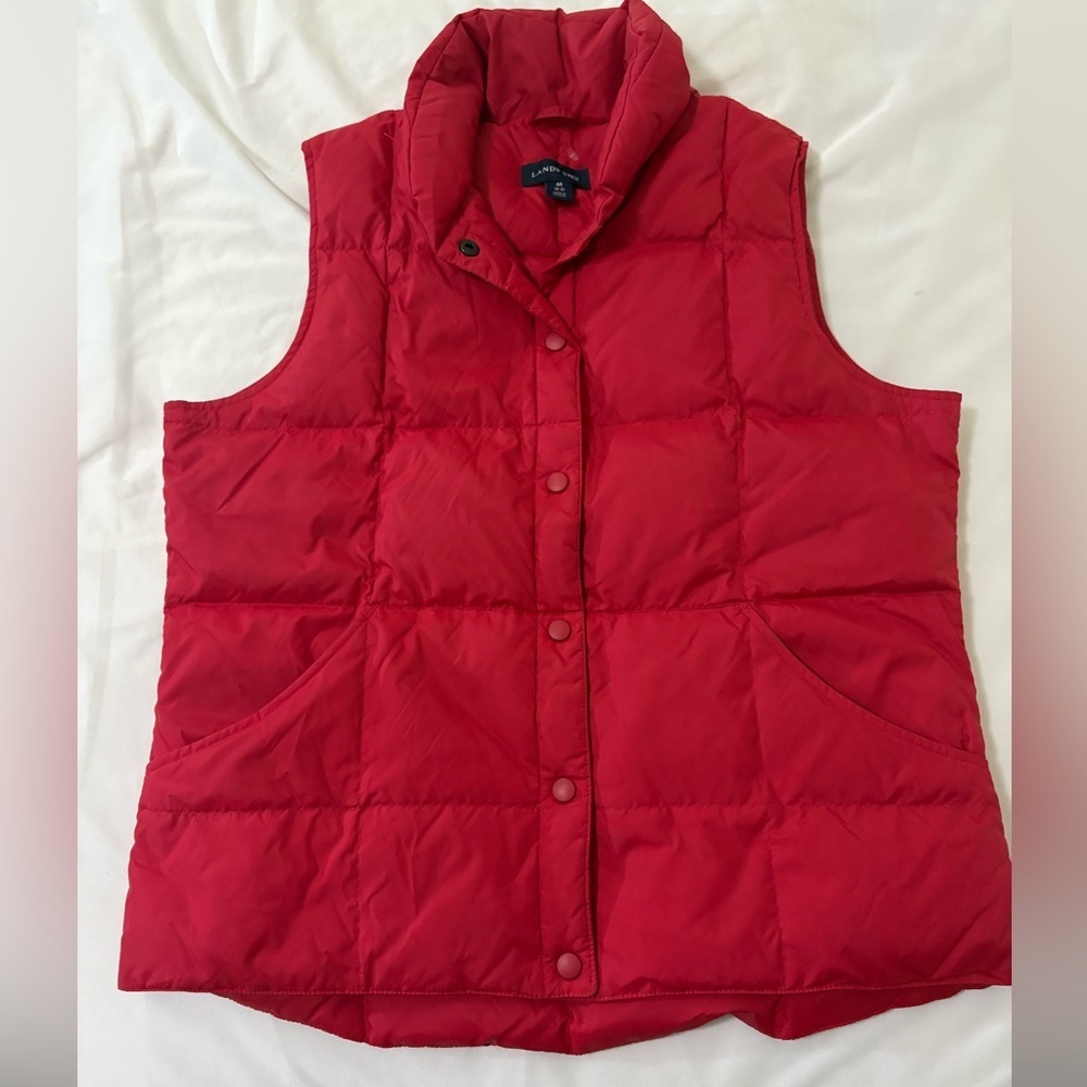 Lands' End Red Quilted Shell Vest
